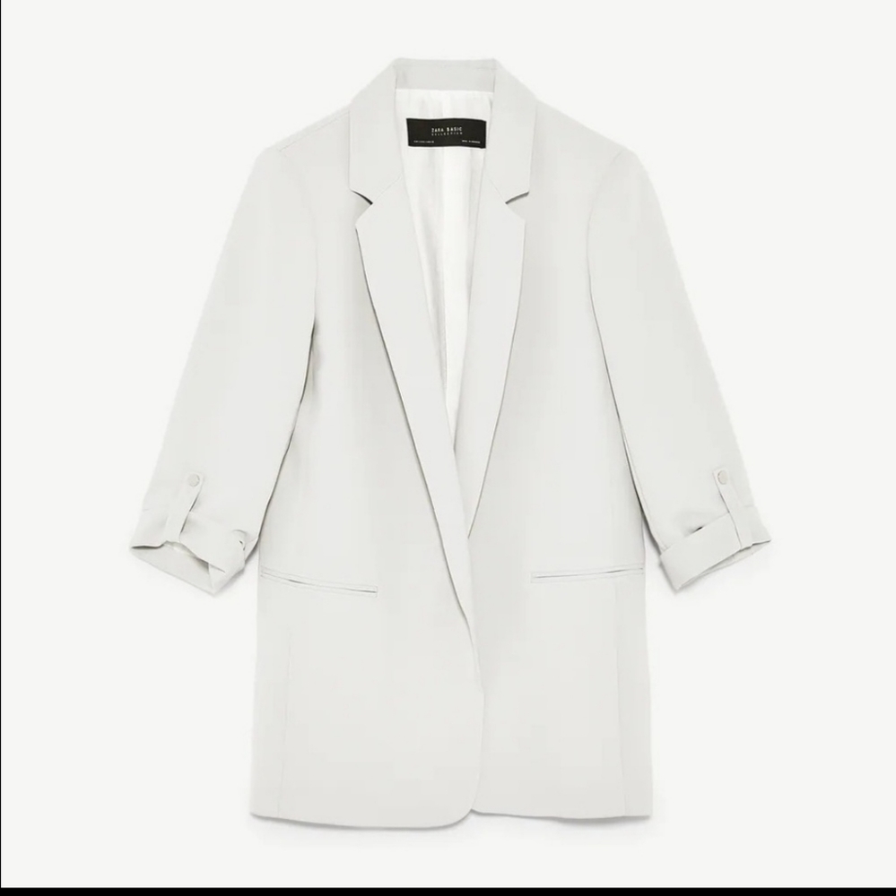 Zara Rolled Sleeve Open Front Blazer